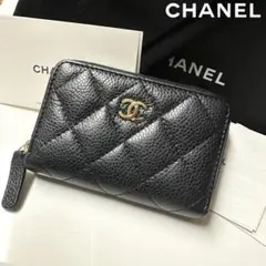 美品 現行 ランダム 付属品有 CHANEL マトラッセ コインケース 黒