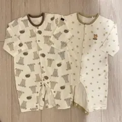 西松屋 カバーオール ロンパース 2点セット クマハリネズミ星柄 60-70