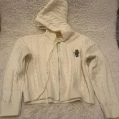 ♡アイボリー ケーブル編み フード付きパーカー♡