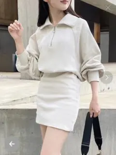 Chico フードスウェットリブミニワンピ