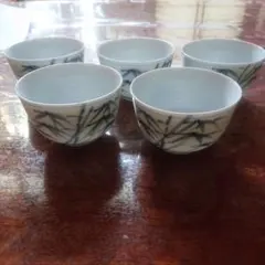 竹模様 陶器 湯飲み 5個セット