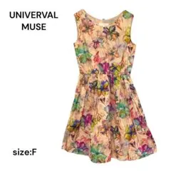 UNIVERVAL MUSE ワンピース　ノースリーブ　FREE　ひざ丈　花柄