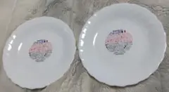 山崎春のパンまつり-白いフローラルディッシュ２枚セット