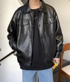 west boy ルーズシルエットPUレザージャケット