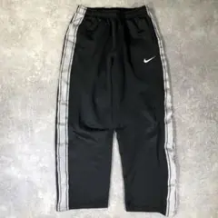 00s NIKE ワイドトラックパンツ　XXL サイドライン　ブラック　シルバー