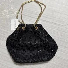 【新品、未使用品】 ビーズ装飾 ブラック パーティーバッグ