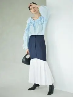 ラッフルヘムコンビマーメイドスカート　FRAY I.D