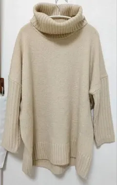 grove ベージュ タートルネックニット M セーター レディース 長袖