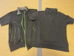 黒 ジップアップポロシャツ　2点セット