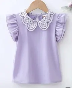 新品 フリル袖 ラベンダー ライラック 紫 半袖ブラウス 100 110