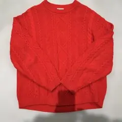 BEAUTY&YOUTH ケーブル編みレッドセーター