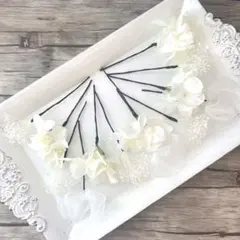 No.101 クリームホワイト♡紫陽花♡かすみ草♡リボン♡ヘッドパーツ♡髪飾り♡