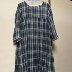 ELLIFE チェック 七分袖 ワンピース