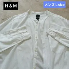 H&M メンズ Lサイズ ホワイト長袖シャツ