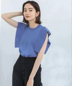 KBF◆フレアスリーブデザインサマーニット◆BLUE◆ONEのサムネイル