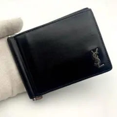 鑑定済み サンローラン マネークリップ 財布 カードケース カサンドラ 黒