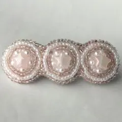 星ビーズ刺繍バレッタ ハンドメイド ピンク 小さめ ヘアアクセサリー