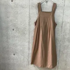 フロントタック ジャンパースカート ベージュ ① サロペット ロングワンピースのサムネイル