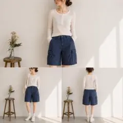 GAP ギャップ 36 カーゴショートパンツ ネイビー 綿パン 夏