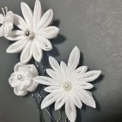 つまみ細工花髪飾り装飾付き　卒業式　成人式　入学式