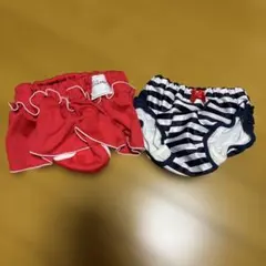 赤とストライプのベビー水着セット