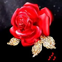 ブローチ　ゴールド　赤　薔薇　ゴールド　レディース　アンティーク　お花見コーデ