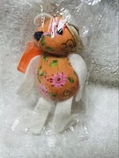 ☆365日バースデーテディ ☆8 月10日 ☆125F ☆ユカ　☆花柄オレンジ