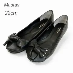 マドラス Madras パンプス 22cm ブラック レザー フォーマル リボンのサムネイル