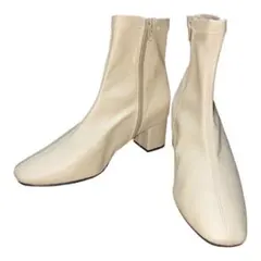 スクエアトゥ ストレッチ ショートブーツ Lサイズ 24.0〜24.5 シンプル