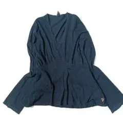 45R ロングスリーブ インディゴ Vネックプルオーバー 日本製