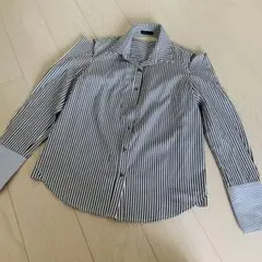 【新品】Sサイズ　ストライプ　長袖シャツ　長袖ブラウス　トップス　黒のサムネイル