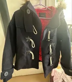 ネイビー フード付きダッフルコート