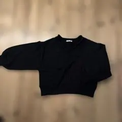 KHALITA 黒 クロップドニット Vネック センターライン