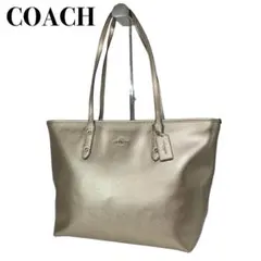 【美品】COACH トートバッグ レディース レザー ゴールド A004