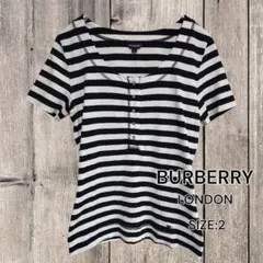 BURBERRY LONDON ボーダー ヘンリーネック Tシャツ 38のサムネイル