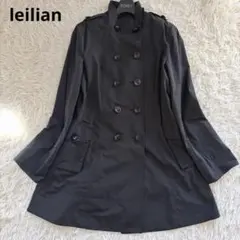 美品　レリアンleilian ショートトレンチコート　ダブルボタン　黒　L