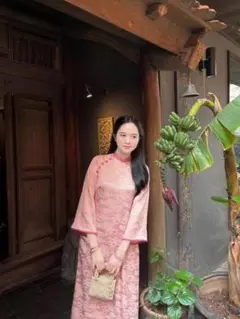 サイズL ピンクアオザイセット