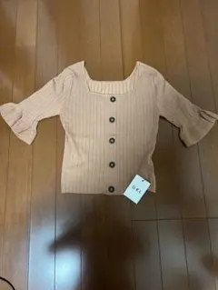 GRLフロントボタンフレア袖リブニットトップス　[rut274] 新品タグ付き