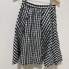 IENA イエナ ブラック チェックスカート 膝丈 フレア　36 匿名配送