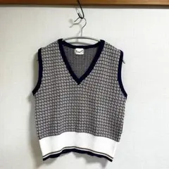 Elcamino チェック柄ニットベスト