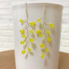 かすみ草ピアス フラワーピアス 大ぶりピアス