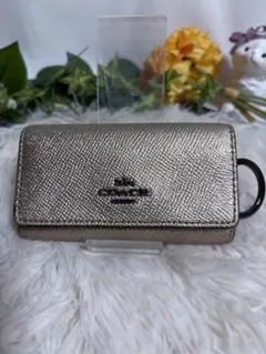 COACH コーチ メタリック レザー 6連キーケース キーリング ラスト1点！