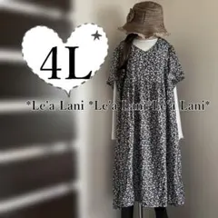 4L*春夏*小花柄タック入りチュニックワンピース♪大きいサイズ*レディース