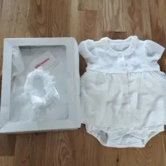 ミキハウス ベビーワンピース ベビードレス ヘアバンド付き