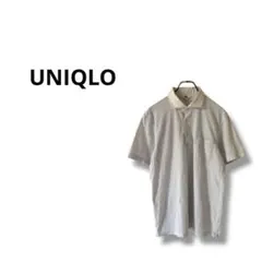 【ユニクロ】半袖ポロシャツ　ストライプ　ライトブルー　L