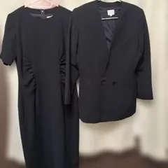 SOCIAL ブラックワンピーススーツ・ジャケット付き　9号