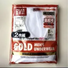【B.V.D. 】紳士V首長袖Tシャツ（2枚組）綿100% あったか裏起毛（L)
