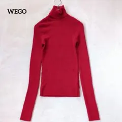 ウィゴー タートルネックニット リブ 長袖 レッド 洗える スリムフィット 細身のサムネイル