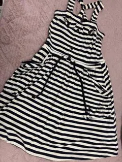 【バーバリーブルーレーベル】ストラップワンピース　ボーダー　紺