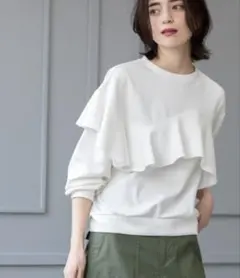 新品！オペークドットクリップ ☆ フリル付きアシメトップス